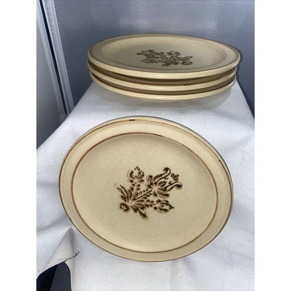 Pfaltzgraff Village Salad Dessert Plates USA Brown Beige 7", Set of 4 - Picture 1 of 6